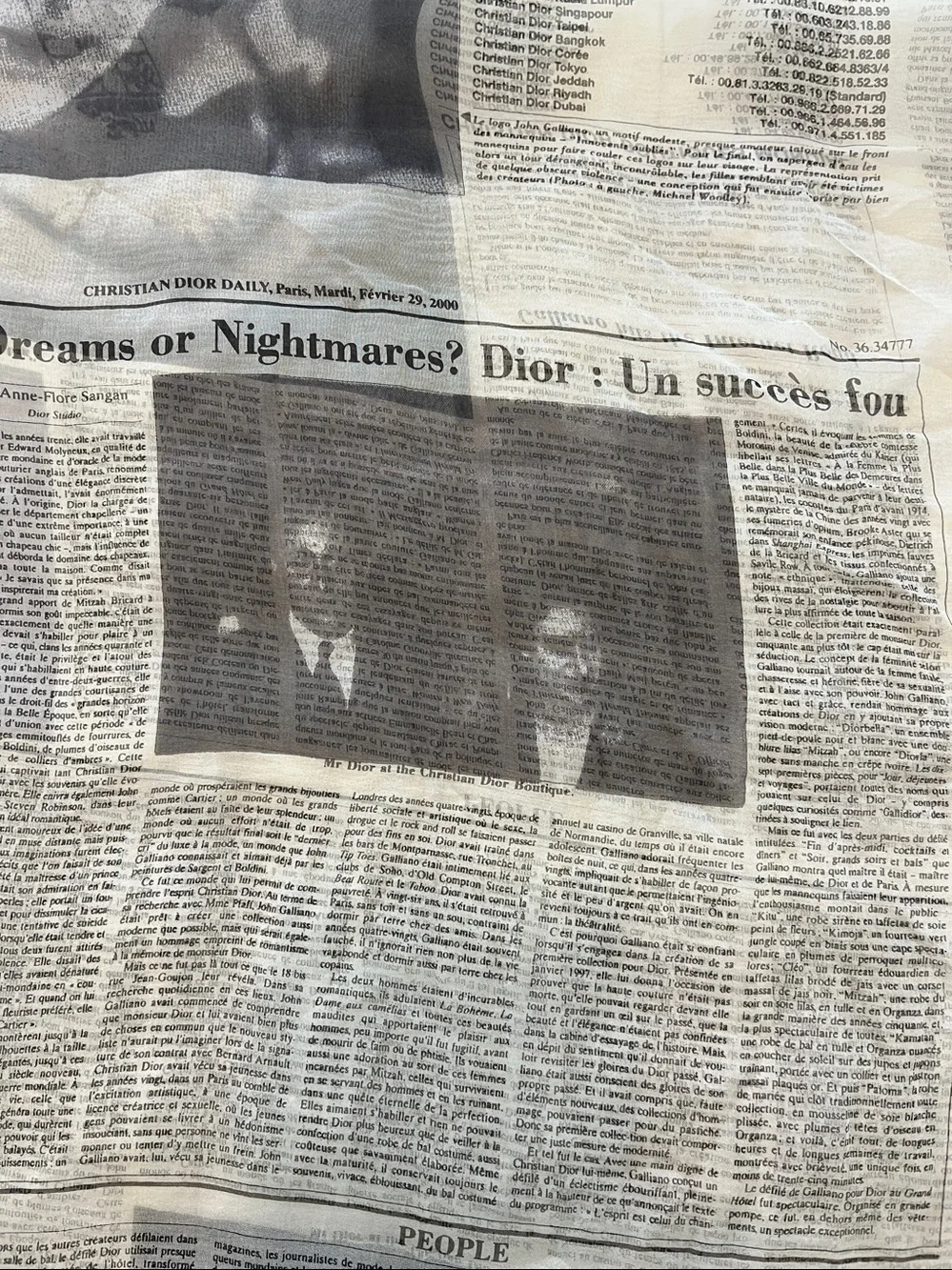 Dior Black & White Newspaper-Print Scarf rare vintage